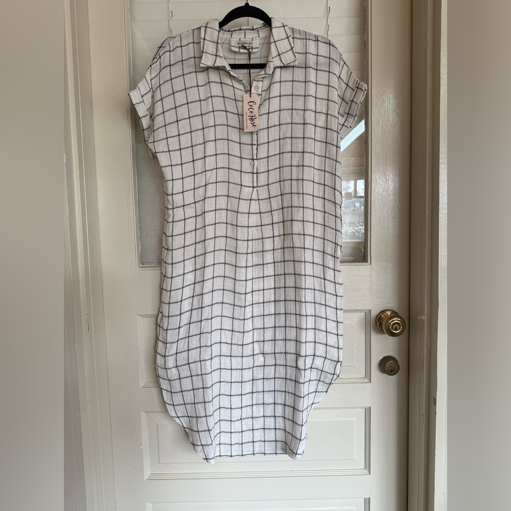 Paparazzi Gauze Window Pane Dress / Cover Up NWT Small
